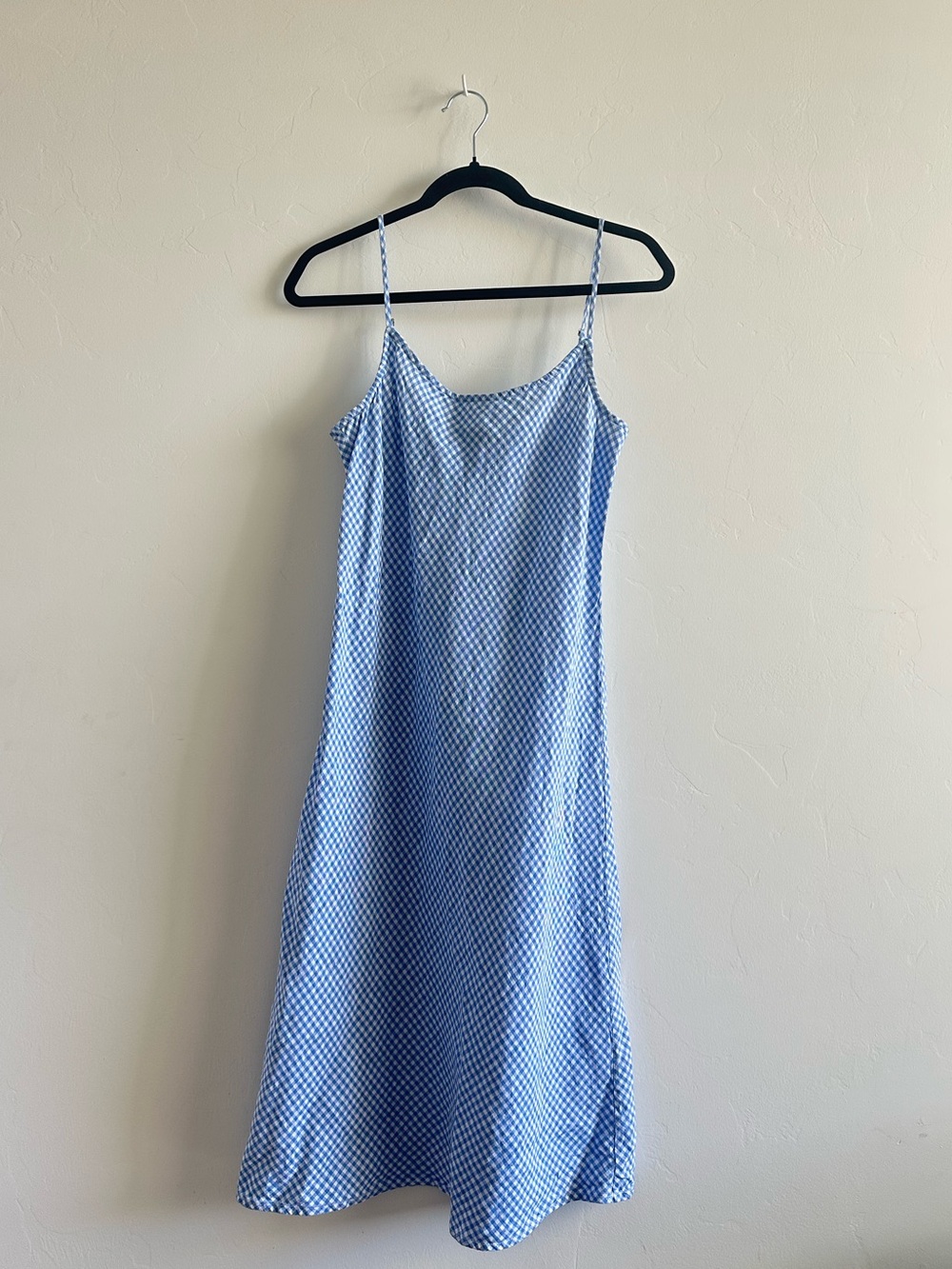 J. Crew Linen Blue Gingham Slip Dress - Sleeveless Summer Dress